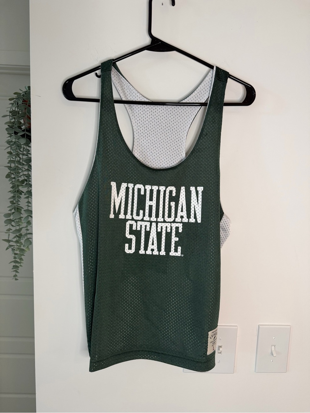 Michigan State Spartans Reversible Mesh Tank Top Jersey Green White L